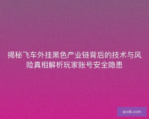 揭秘飞车外挂黑色产业链背后的技术与风险真相解析玩家账号安全隐患